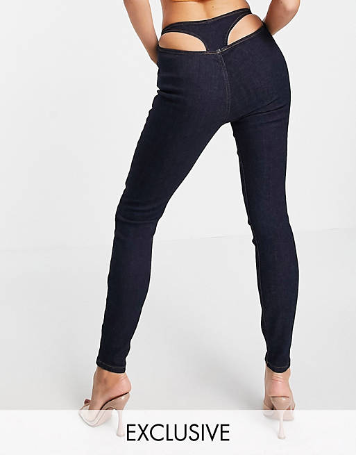 Jeans ASYOU skinny jeans with thong detail in indigo 