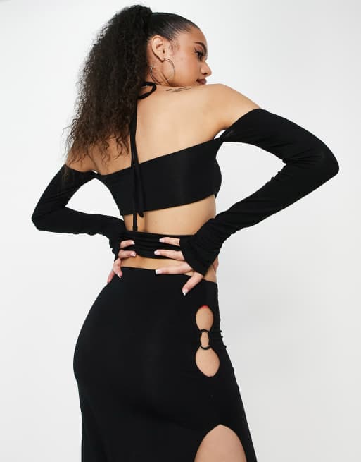 ASYOU - Sort bardot-top med ring- og udskæringsdetalje - Del af sæt, 2 af 4