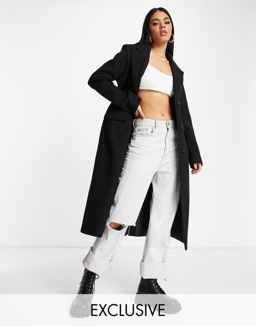 ASYOU - Sort skulpturel longline frakke