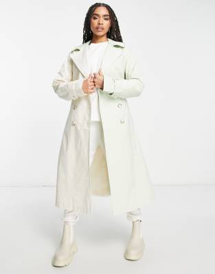 spliced trench coat in multi