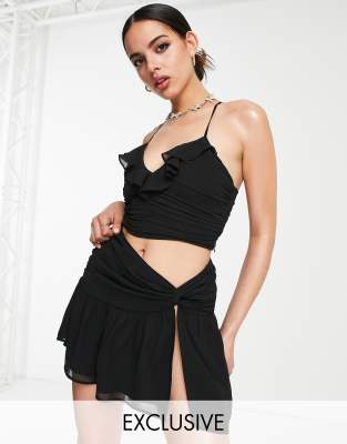 Asyou Split Front Rara Skirt In Black - Part Of A Set | ModeSens