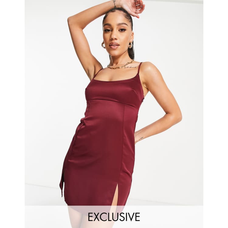 Ad: Plus Draped Neck Satin Cami Top. Tags: Elegant, Burgundy