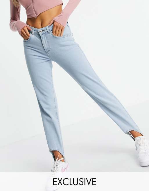 ASYOU stirrup straight fit jeans in washed blue