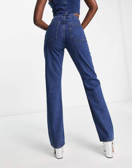 ASYOU straight jean co-ord with western star in electric blue , 2 of 4