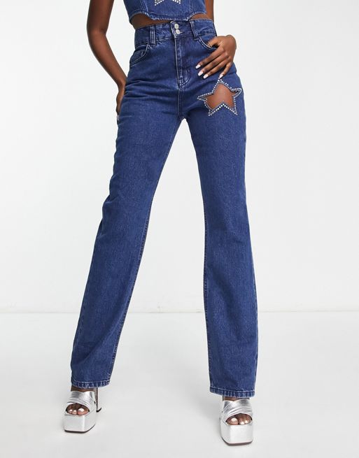 ASYOU western star denim corset top co-ord in electric blue, ASOS