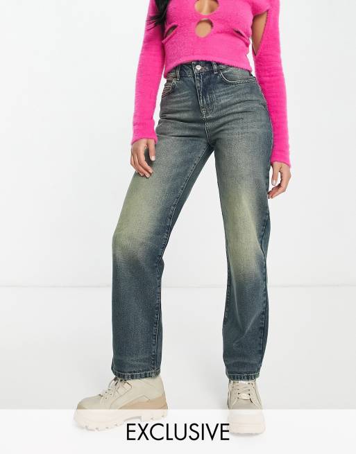 DIRTY WASH WIDE LEG JEANS