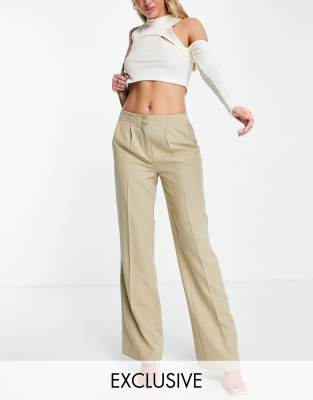AsYou ASYOU straight leg trousers in stone-Black