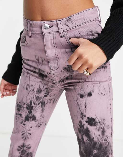Purple tie dye jeans hot sale