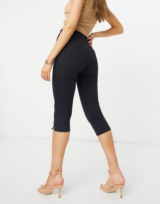 High waisted black capri outlet pants