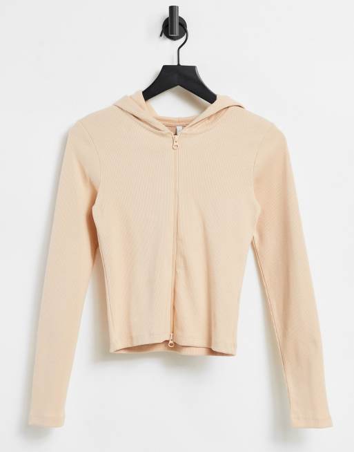 AsYou - Sweat à capuche avec fermeture éclair à double curseur - Rose
