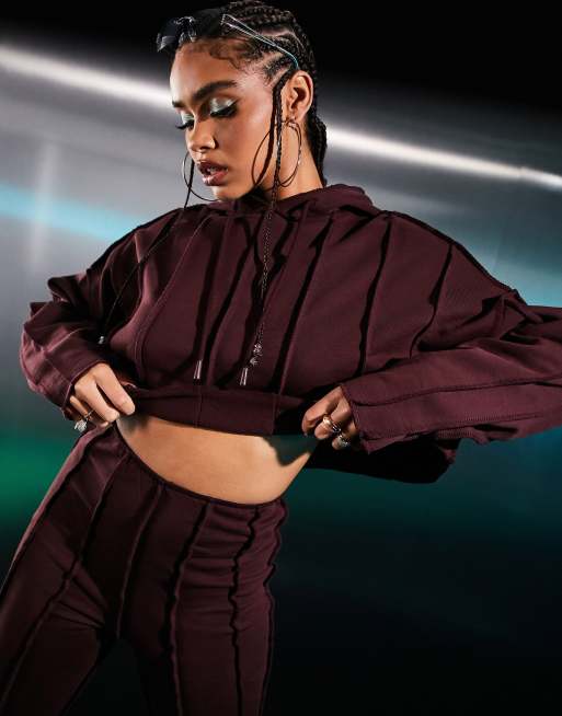 ASYOU - Sweat à capuche d'ensemble à coutures apparentes - Chocolat