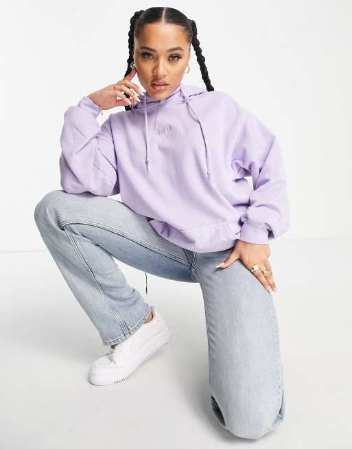 ASYOU - Sweat à capuche d'ensemble oversize à logo - Lilas délavé