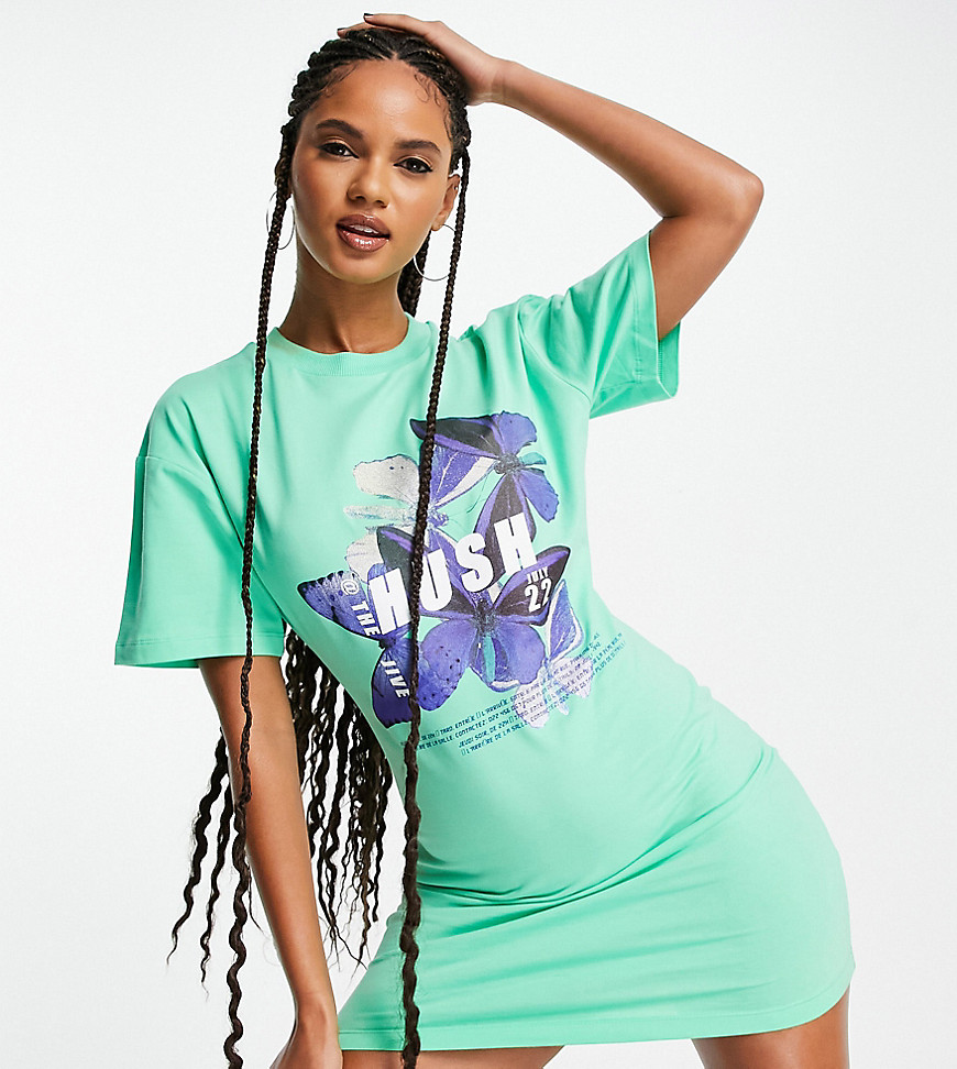 ASYOU t-shirt dress with butterfly graphic in lime-Green