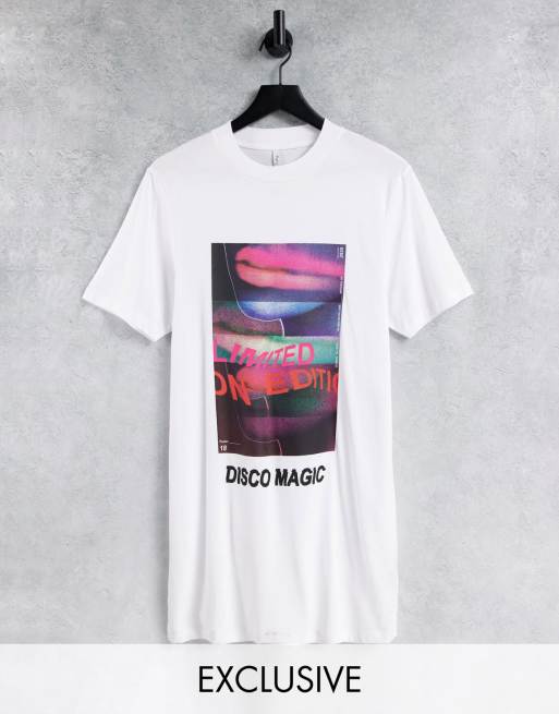 ASYOU T-shirt dress with 'Disco Magic' graphic in white