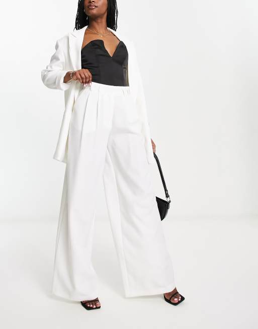 ASYOU satin cargo pant in white