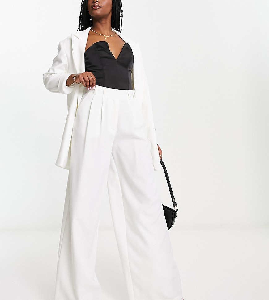 ASYOU tailored wide leg trouser in white