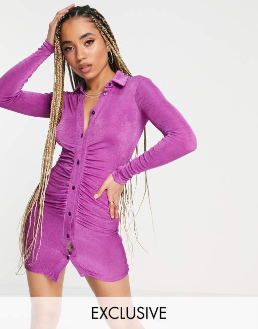 Purple button up dress on sale