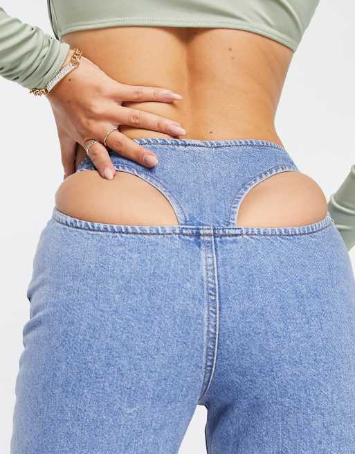 ASYOU thong detail straight jean in blue