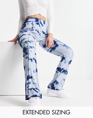 ASYOU tie dye seam detail flare joggers in blue - ASOS Price Checker