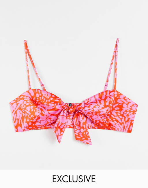 ASYOU tie front bralet co-ord in marble print