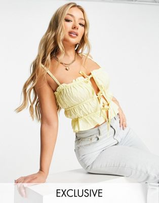 ASYOU tie front cami top in yellow