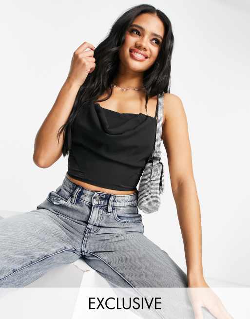 Top a corsetto drappeggiato sul davanti in raso Asos Donna Abbigliamento Intimo Reggiseni Corsetti 