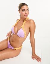 Vero Moda - Slip bikini all'uncinetto multicolore con laccetti laterali