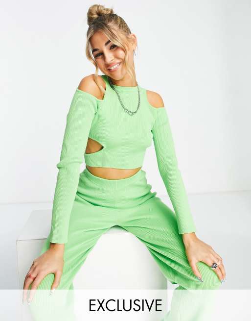 ASYOU - Top d'ensemble en maille à découpe - Vert 