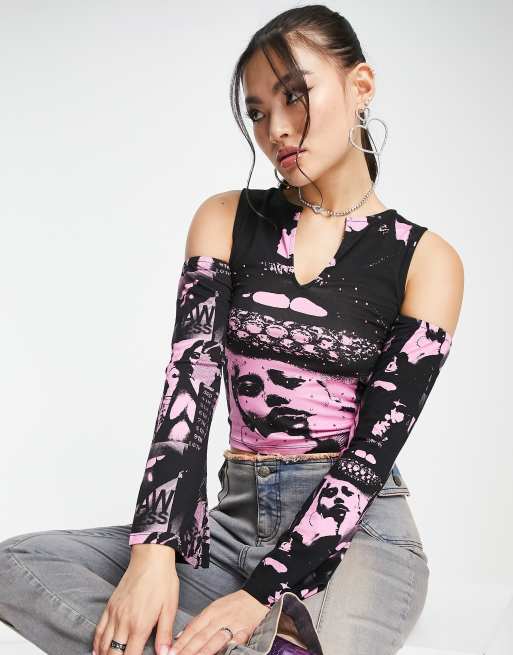 ASYOU - Top senza maniche con stampa multicolore fissata a caldo