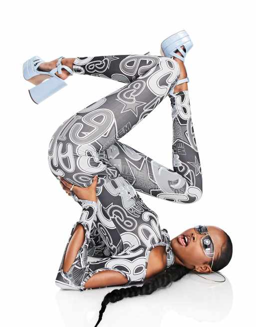 ASYOU - Unitard met uitsnijdingen en print van 'baby girl'
