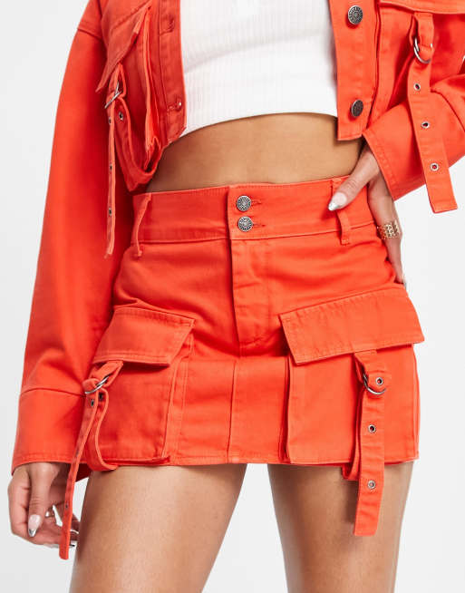 Red denim hot sale co ord set