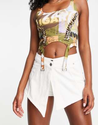 AsYou ASYOU v waistband denim mini skort white