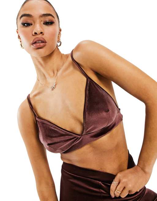 ASYOU velour bralette in brown