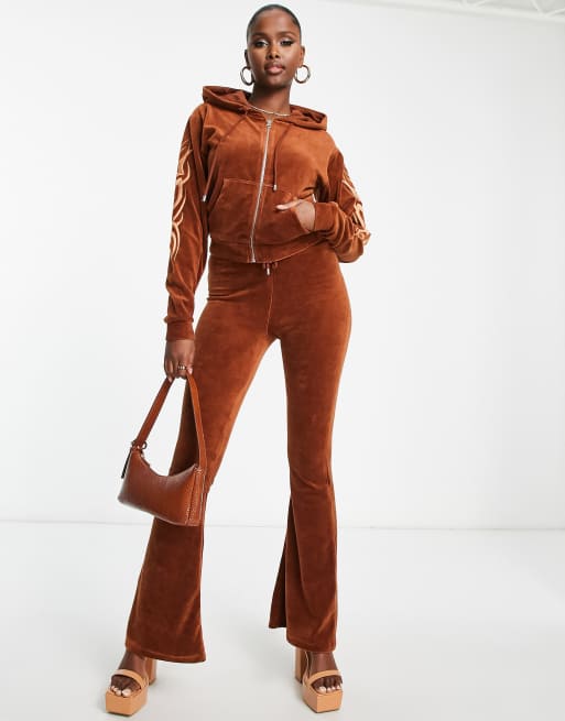 Brown Velour Tracksuit Co-ords