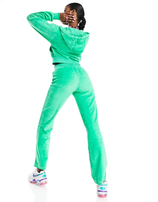 ASYOU velour straight leg jogger co-ord in green, 2 of 4