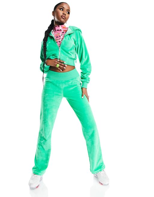 ASYOU velour straight leg sweatpants in green - part of a set, 4 of 4