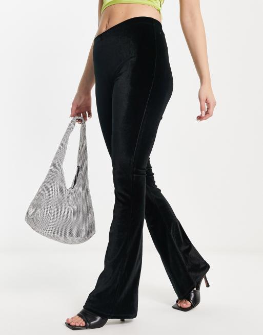 ASYOU velvet flare pants in black