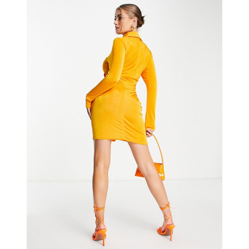 Vestiti da sera Donna ASYOU - Vestito camicia con lacci sul lato arancione