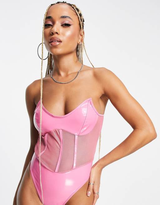 Pink store corset bodysuit