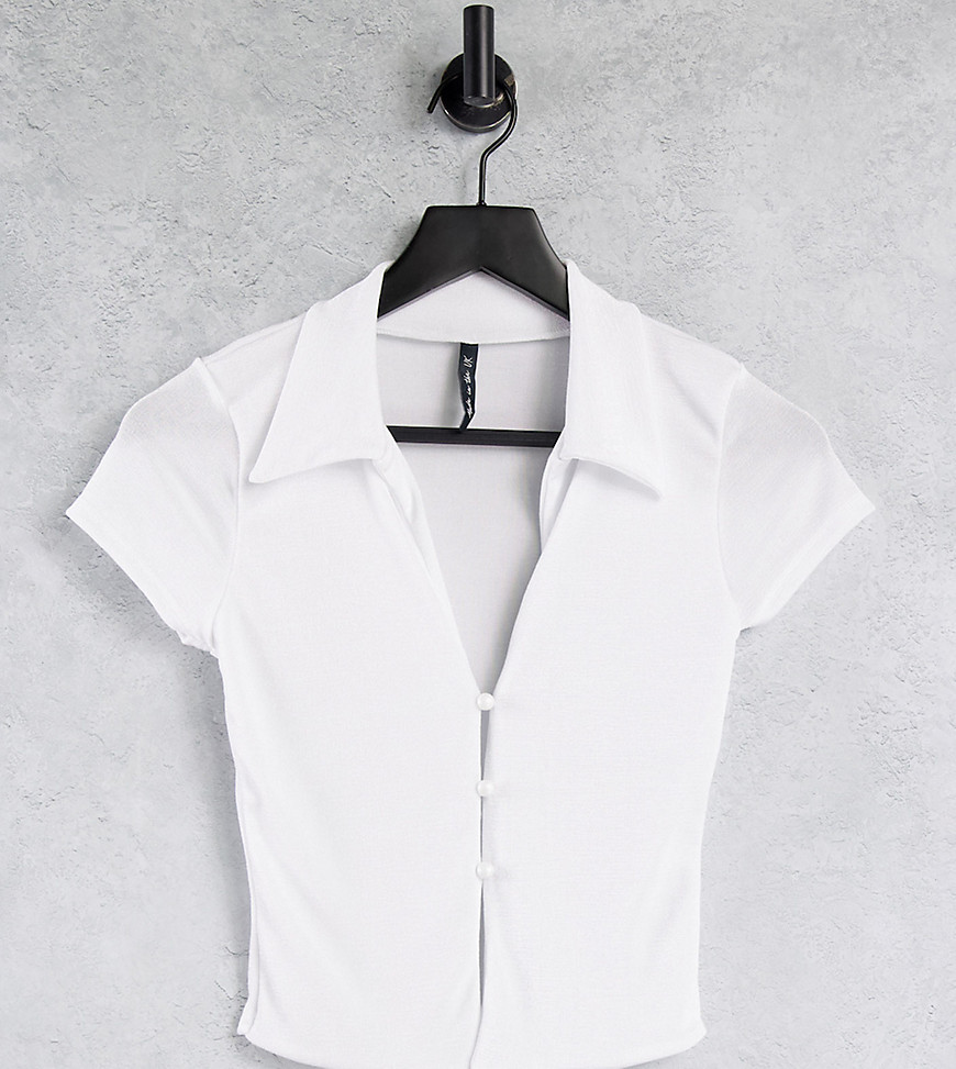 ASYOU – Vit figursydd skjorta med korta ärmar-Vit/a