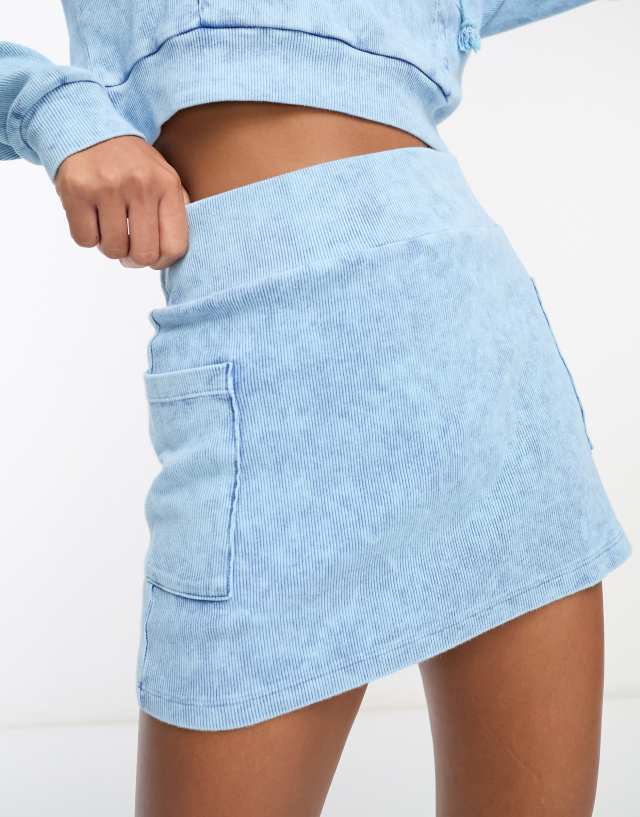 ASYOU washed rib mini skirt in blue - part of a set