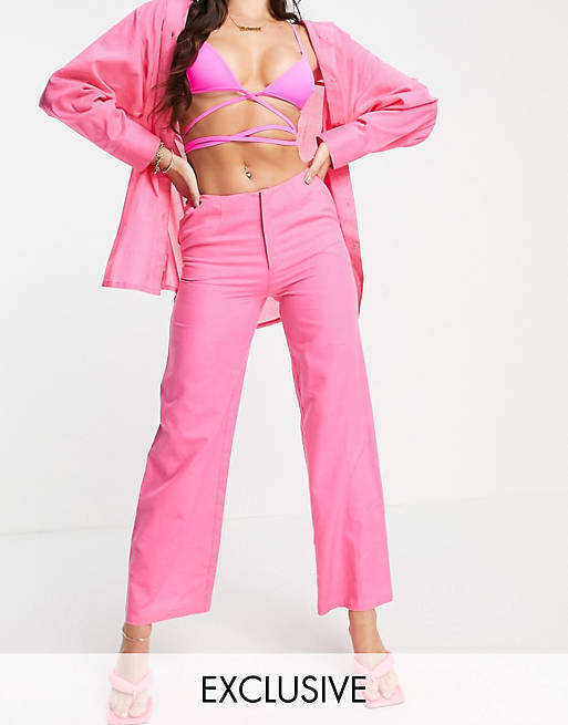 ASYOU wide leg co ord trouser in pink