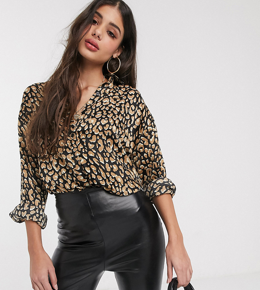 фото Атласная рубашка с леопардовым принтом missguided tall-мульти