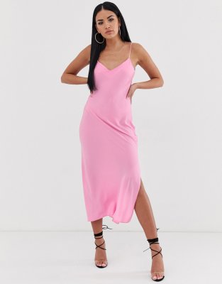 Атласное платье комбинация Maxi boohoo