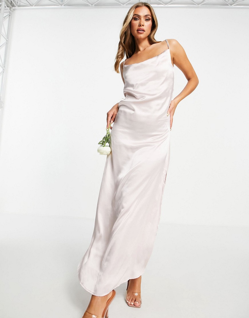 Атласное платье-комбинация цвета шампанского для подружки невесты -Золотистый Ax Paris 107239301