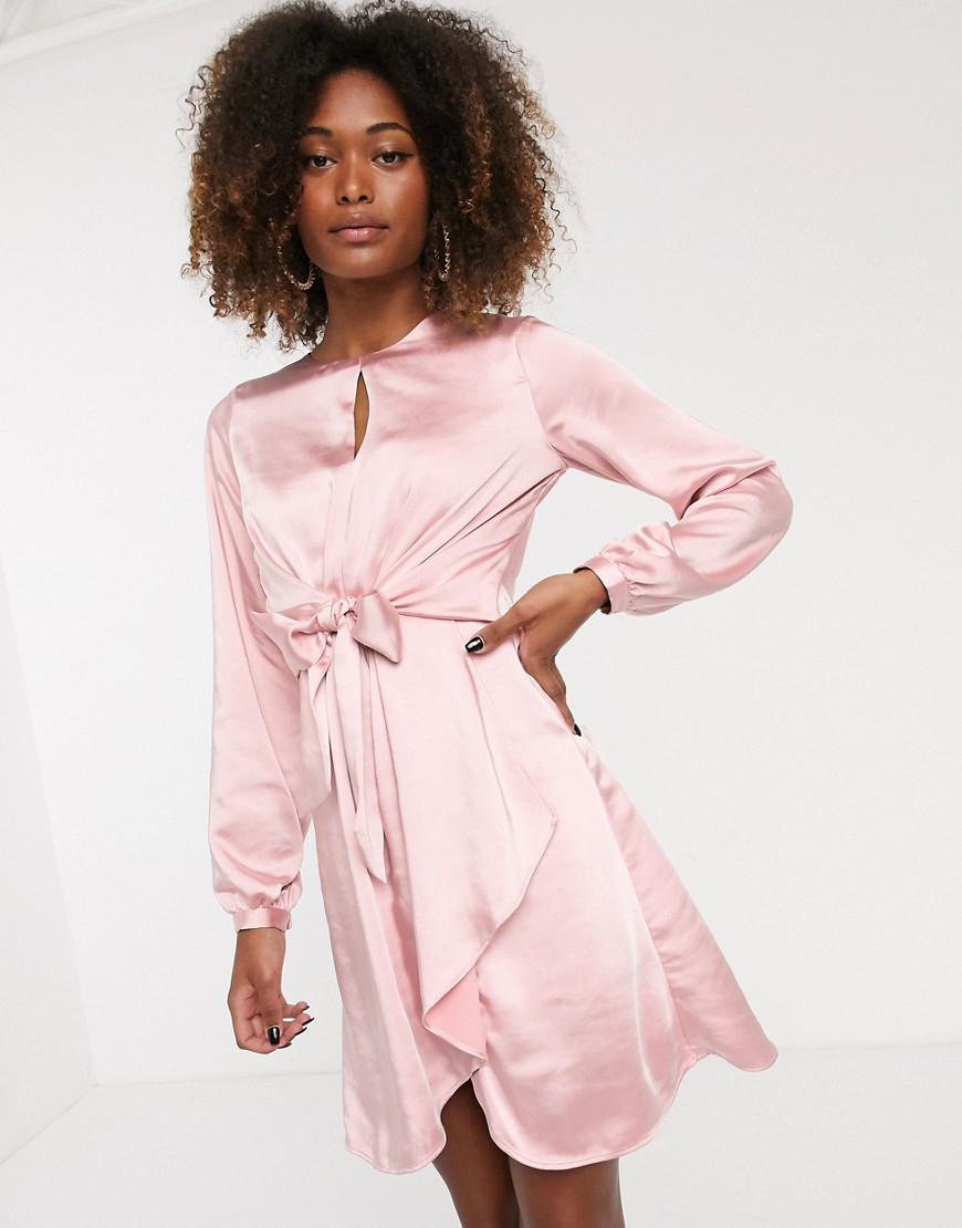 фото Атласное платье с узлом y.a.s-розовый