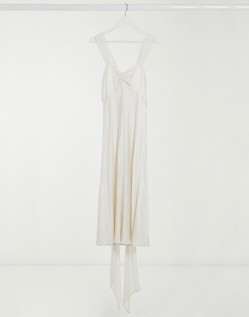 фото Атласное свадебное платье макси цвета слоновой кости ghost london-белый