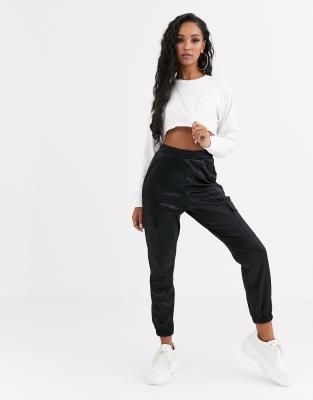 фото Атласные джоггеры с карманами asos design-черный