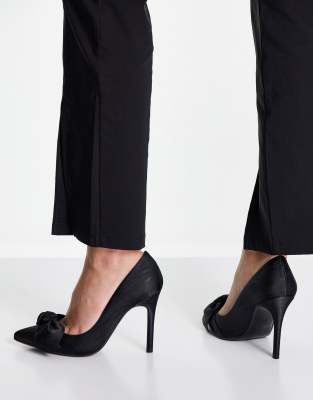  Asos Атласные туфли-лодочки черного цвета с бантом и каблуком 100 мм Ted Baker Hyana Moire-Черный