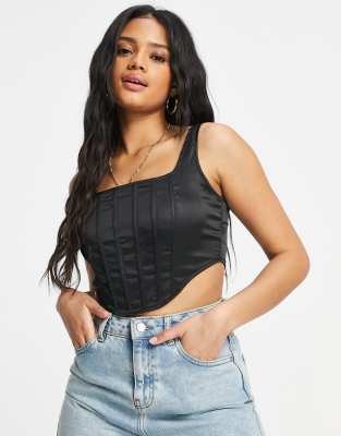  Атласный корсет черного цвета Missguided-Черный цвет